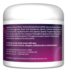 MRM MSM aplicación suave y textura cremosa para uso diario en la piel.