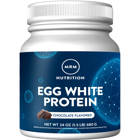 MRM Egg White Protein Chocolate en envase, proteína de alta calidad para batidos diarios.