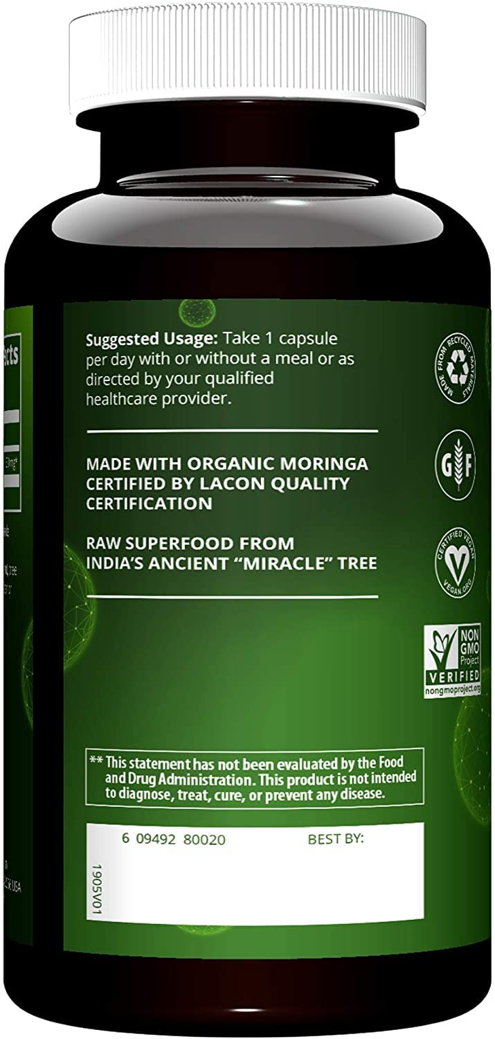 MRM Moringa cápsulas veganas: opción sin gluten para bienestar diario