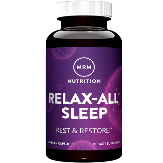 MRM Relax-All Sleep: botella con cápsulas para dormir más tranquilo.