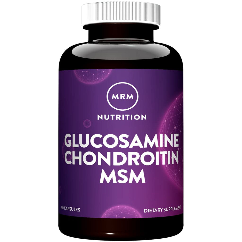 MRM Glucosamina Condroitina MSM envase de cápsulas para apoyo articular diario.
