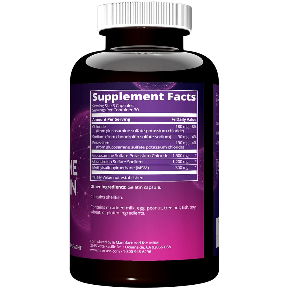 MRM Presentación en cápsulas para suplementación de articulaciones y tejido conectivo.