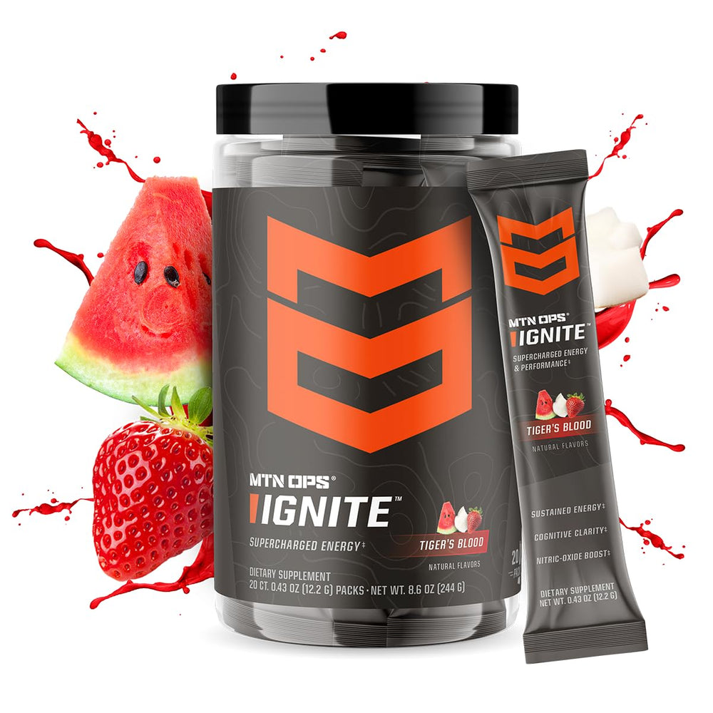Vaso con bebida Ignite preparado por MTN OPS, energía instantánea y refrescante