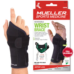 MUELLER vista frontal del empaque mostrando férula y talla única útil