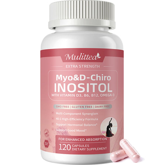 Mulittea: botella de cápsulas para apoyo diario al bienestar femenino.