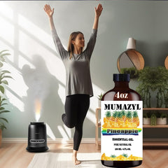 Botella MUMAZYL junto a objeto para comparar tamaño, formato práctico