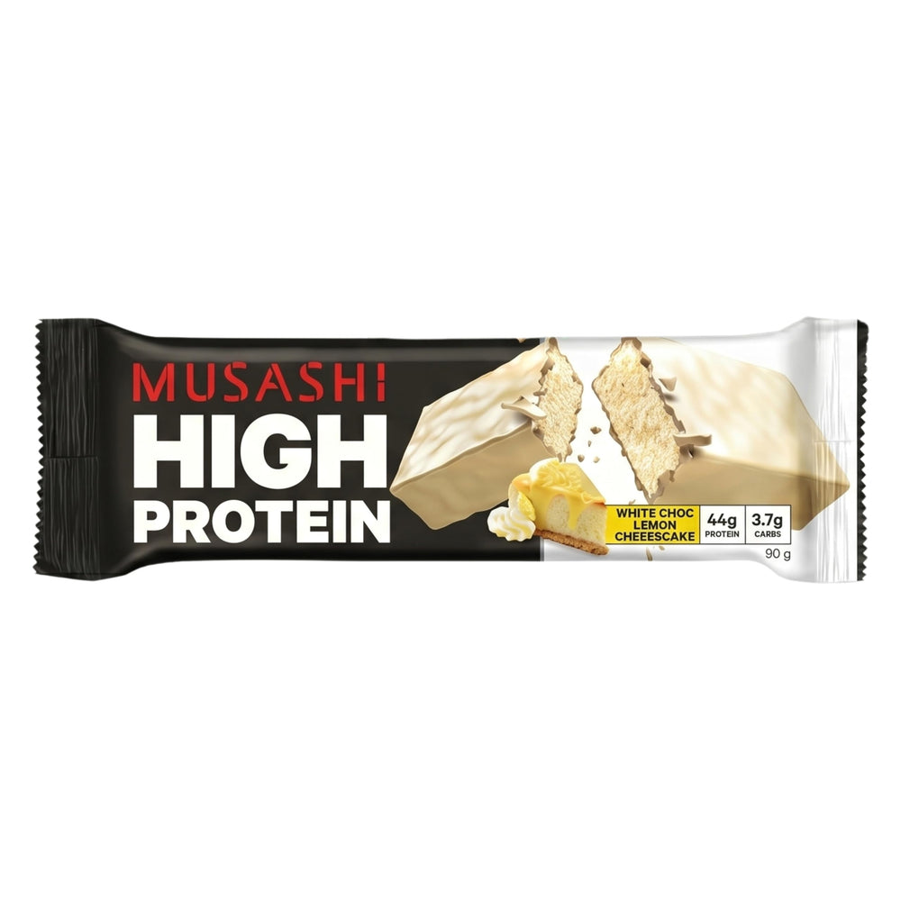 Musashi etiqueta nutricional en primer plano para ver 45 g proteína