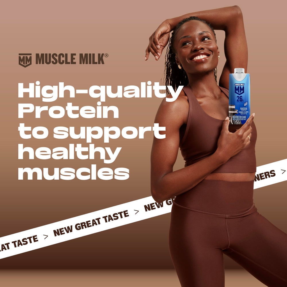 Muscle Milk PRO junto a una regla y smartphone para comparar tamaño y porción práctica