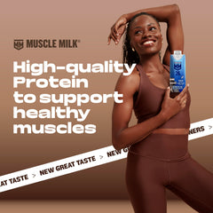Muscle Milk PRO junto a una regla y smartphone para comparar tamaño y porción práctica