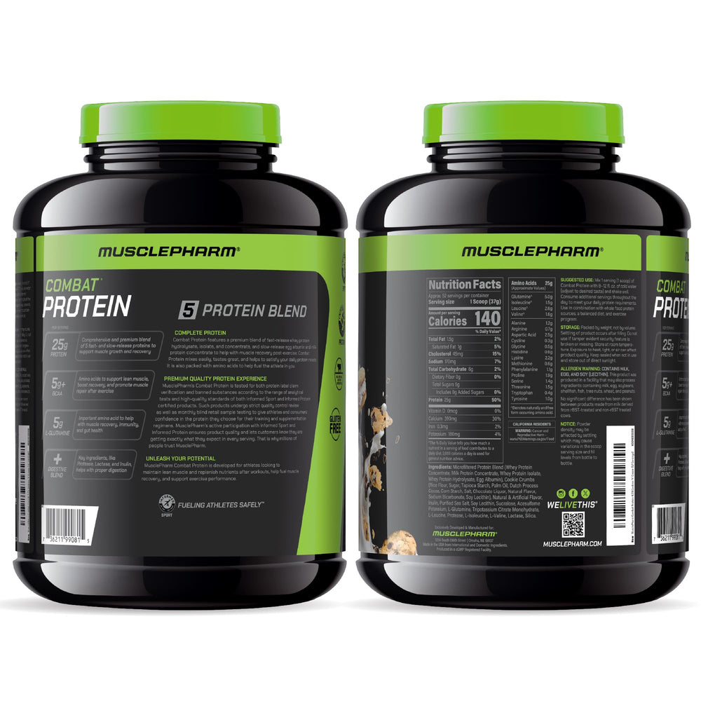 Muscle Pharm en mochila de gimnasio junto a pesas, apoyo para entrenamientos