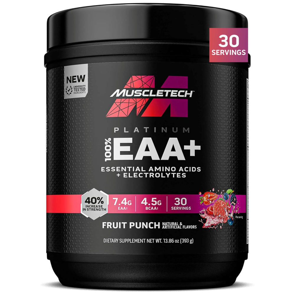 MuscleTech envase frontal Fruit Punch muestra diseño y cantidad