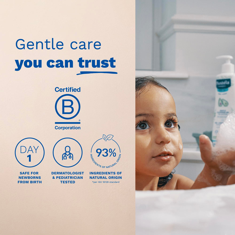 Mustela envase con bomba aplicando fácil dosificación segura