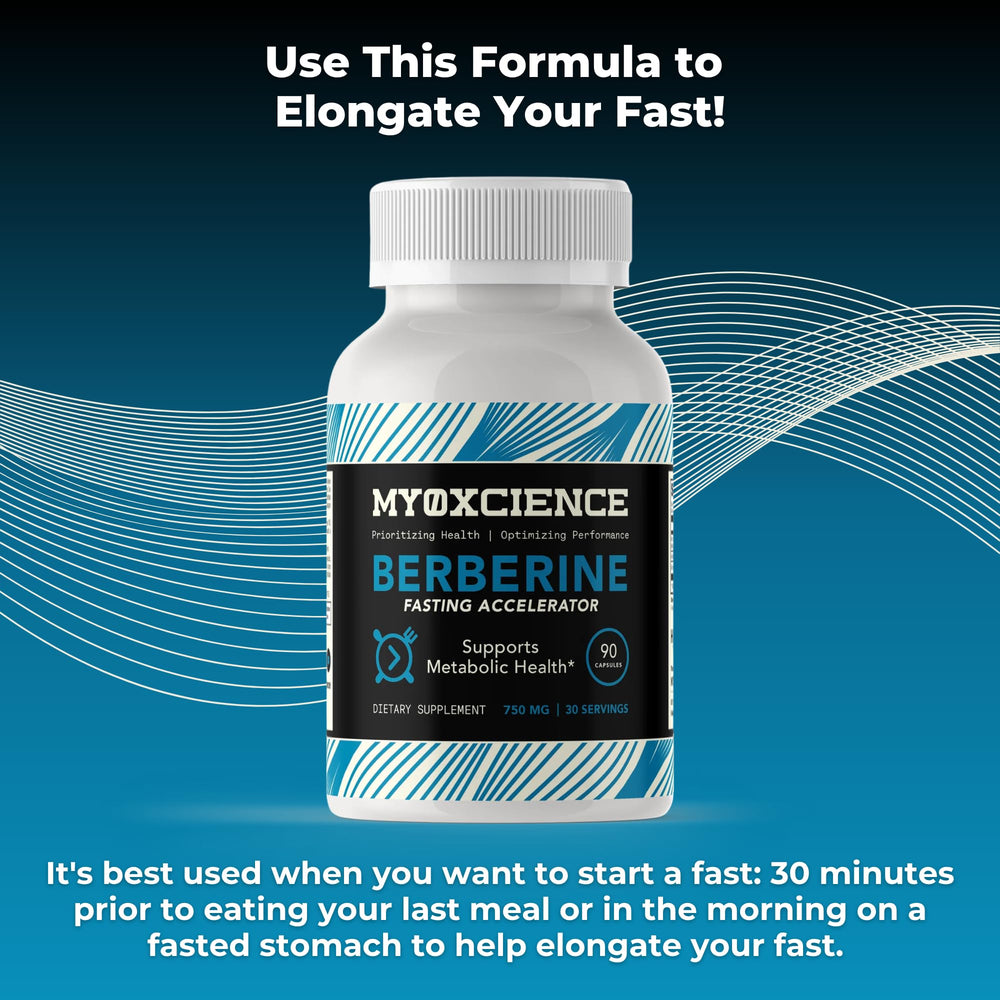 MYOXCIENCE Berberine Fasting Accelerator instruction card implies pre-meal timing.