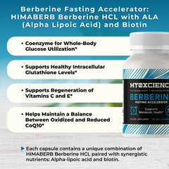 MYOXCIENCE Berberine Fasting Accelerator packaging detail highlights clean ingredient sourcing.