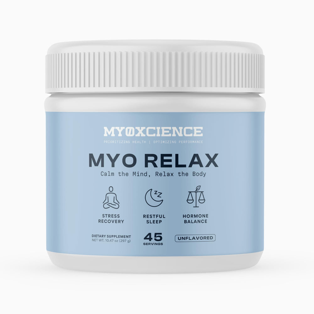 MYOXCIENCE envase frontal mostrando etiqueta y beneficios de calma