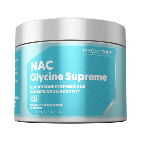 Envase MYOXCIENCE NAC Glycine Supreme de 30 porciones para uso diario.