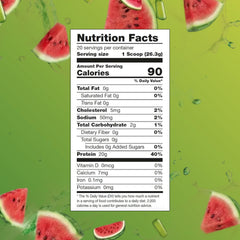 Vaso de agua fría con Myprotein Clear Whey Isolate, sabor Sour Watermelon, ideal para recuperación.