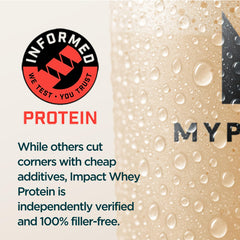 Myprotein Impact Whey Protein Isolate Vanilla glass jar, stylish pantry staple.