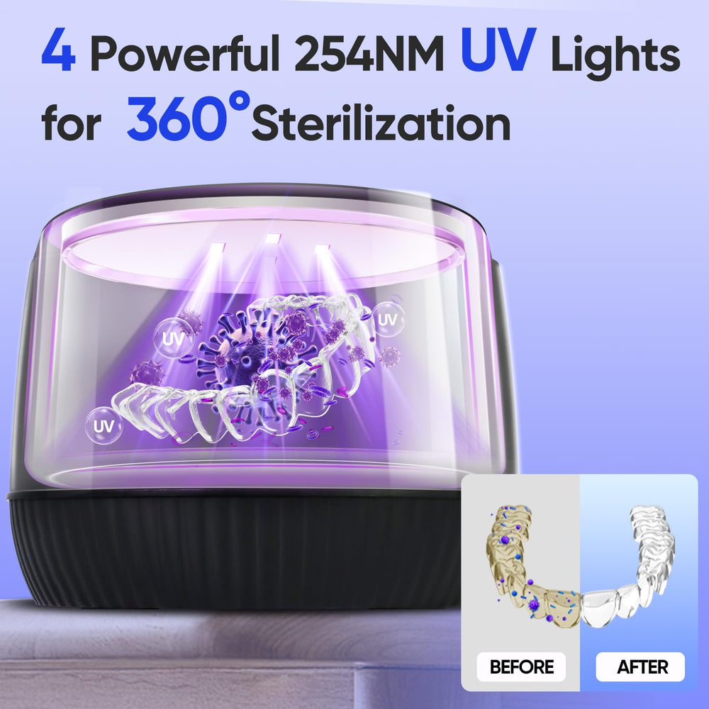 MySmile MS100 lámparas UV 254nm iluminando interior, control de olores seguro