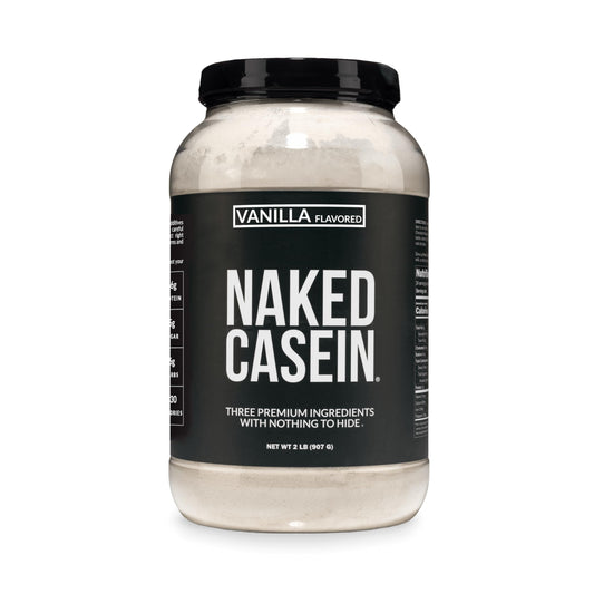 NAKED Casein frasco frontal mostrando envase limpio y simple, confianza en pureza