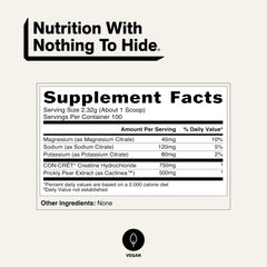 NAKED etiqueta con lista de ingredientes limpios y electrolitos