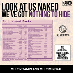 NAKED etiqueta con lista de ingredientes y valores, transparencia y confianza en formulación