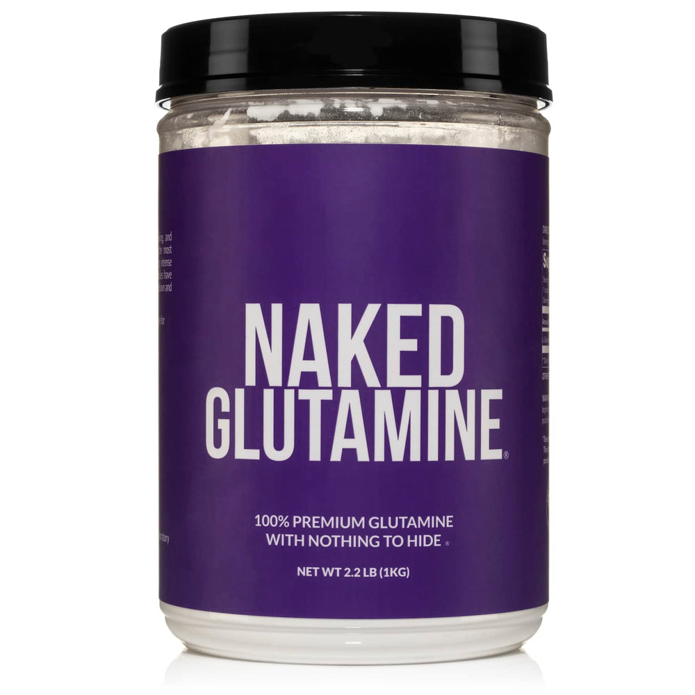 NAKED envase frontal de L‑glutamina 1,000 g, formato a granel para ahorro