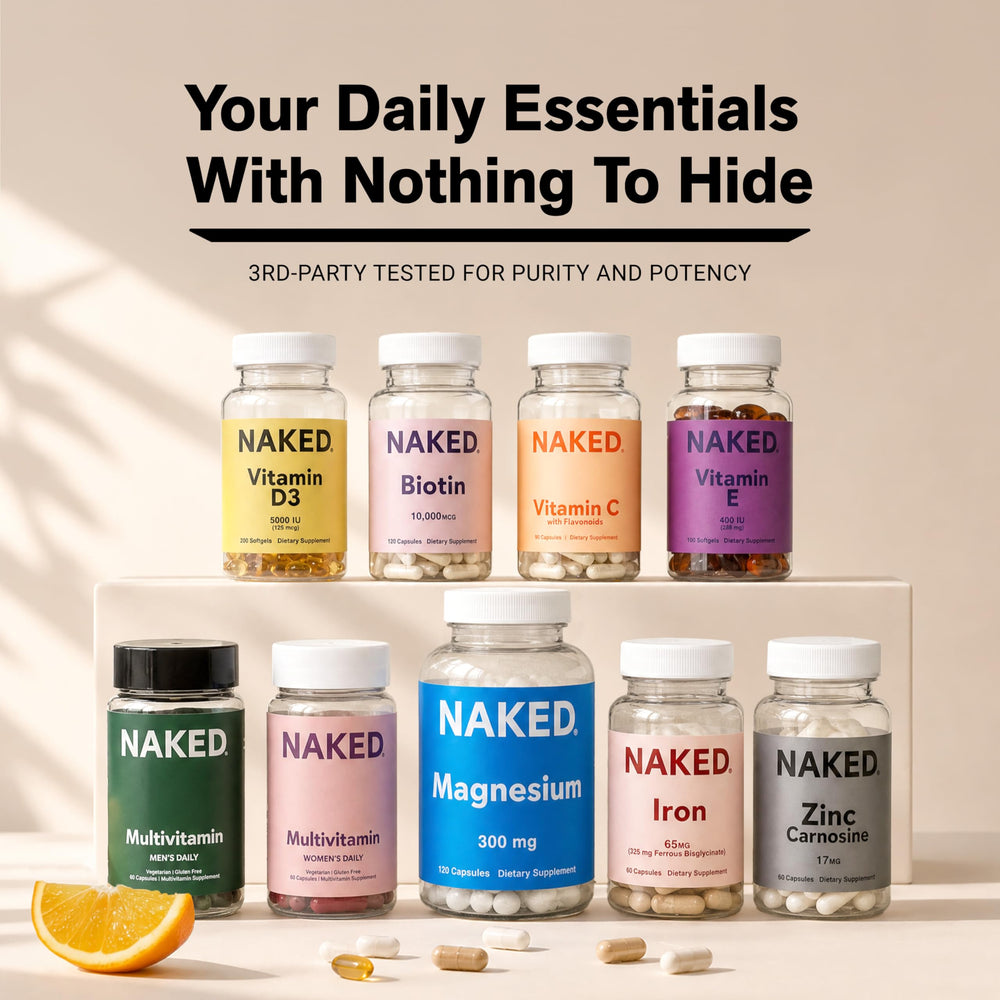 NAKED cápsula junto a desayuno saludable para uso diario