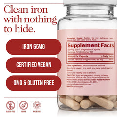 NAKED etiqueta nutricional legible con información de hierro