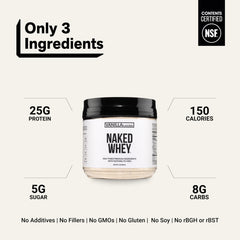 NAKED ingredientes: suero, vainilla y azúcar de coco, formula limpia y simple