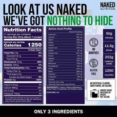 NAKED Mass ingredientes orgánicos maltodextrina de tapioca mostrando calidad