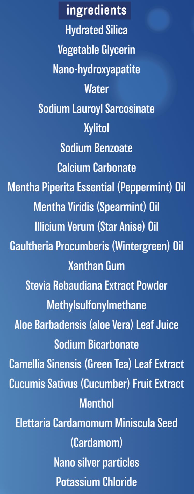 Nano Renew etiqueta con lista de ingredientes y beneficios visibles en envase