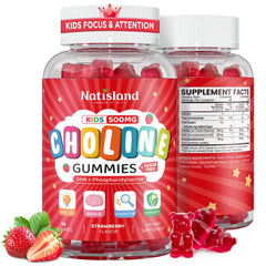 NATISLAND frasco frontal que muestra 60 gomitas y beneficios claros