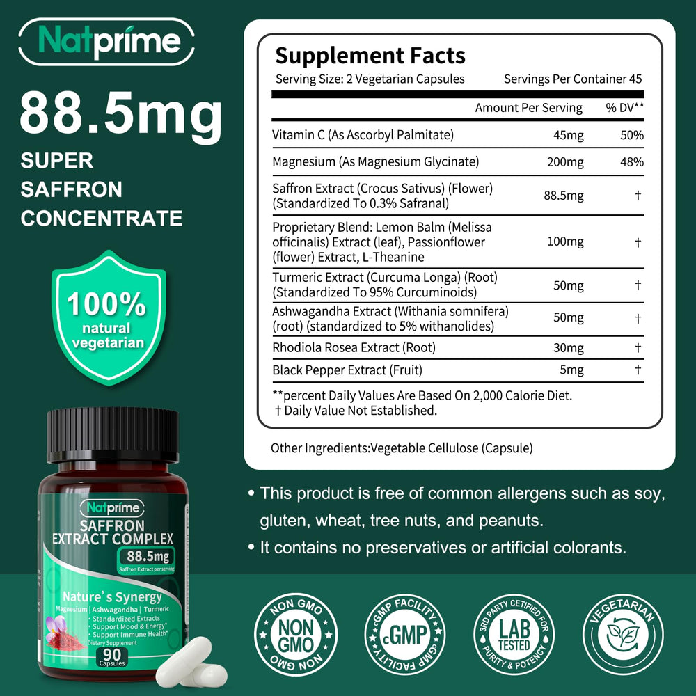 Natprime Azafran capsulas libres de alergenos para uso diario