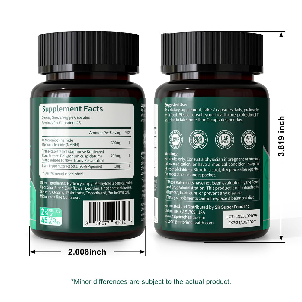 Natprime NMNH: envase de 90 cápsulas para 45 días de uso