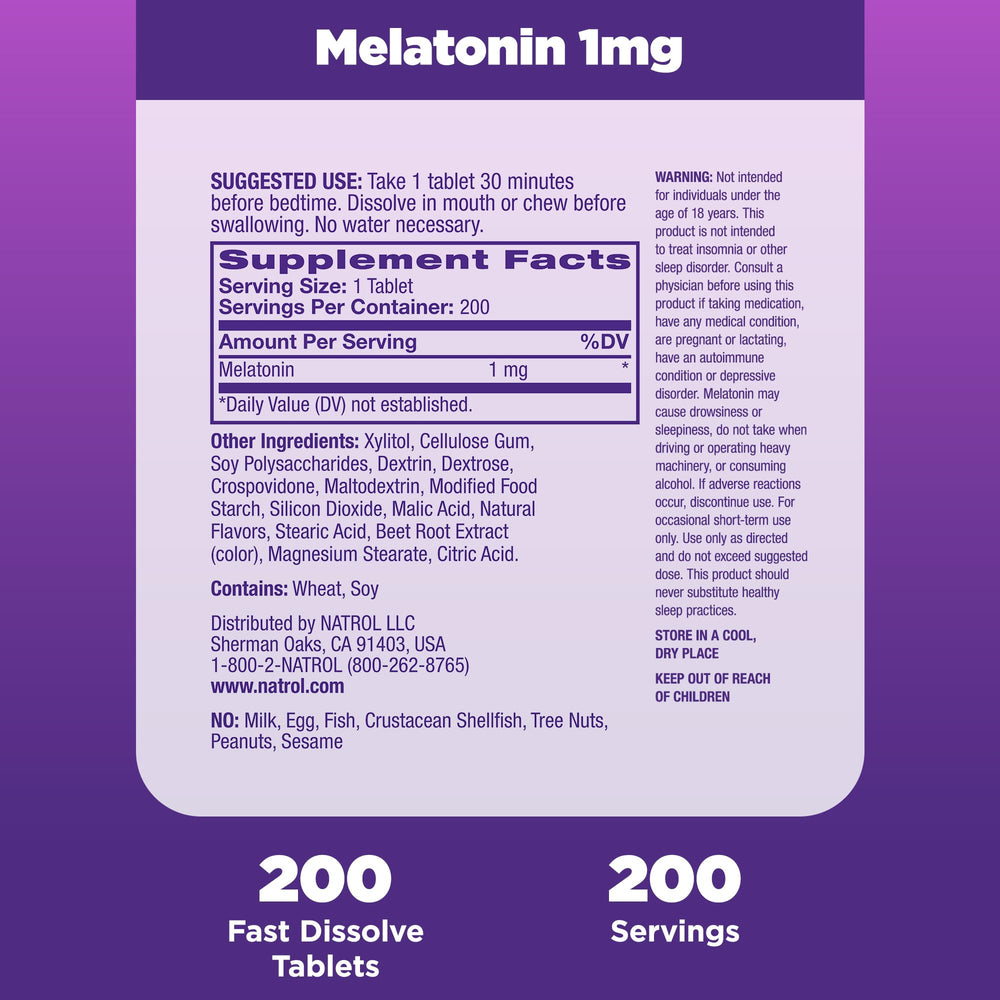 Natrol en mesita de noche mostrando uso fácil antes de acostarse