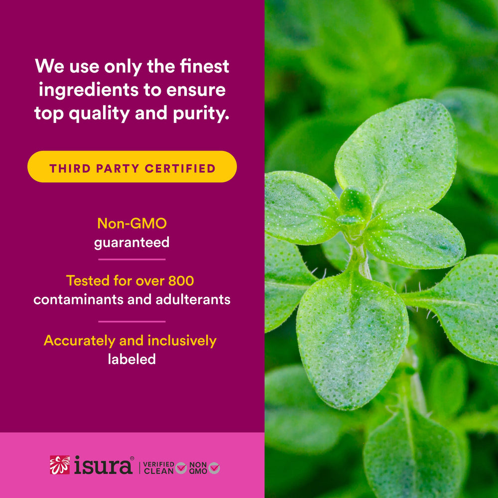 Natural Factors etiqueta con lista de ingredientes y garantías