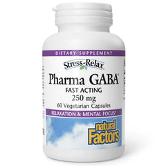 Natural Factors empaque frontal mostrando tabletas masticables y beneficio calma