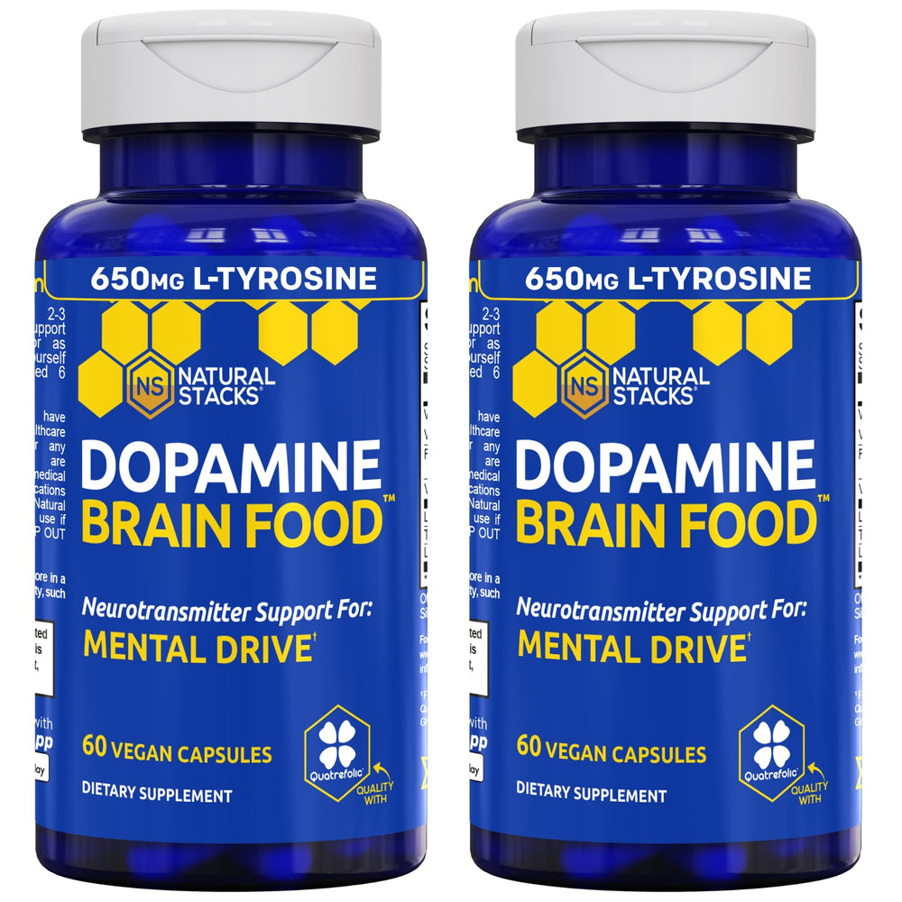 NATURAL STACKS frasco delante que muestra la etiqueta y beneficio de apoyo cognitivo