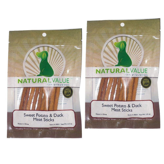 Natural Value palitos suaves de camote y pato, textura suave para masticar en casa