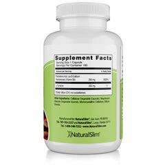 NaturalSlim Stress Defender cápsulas sobre mesita antes de dormir para apoyar descanso