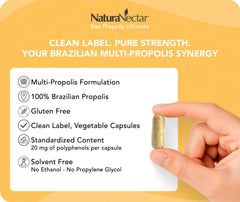 NaturaNectar cápsula abierta con polvo indicando pureza y dosificado estandarizado