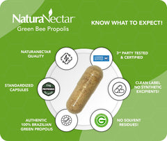 NaturaNectar Propolis Verde extracción en agua, sin químicos agresivos.