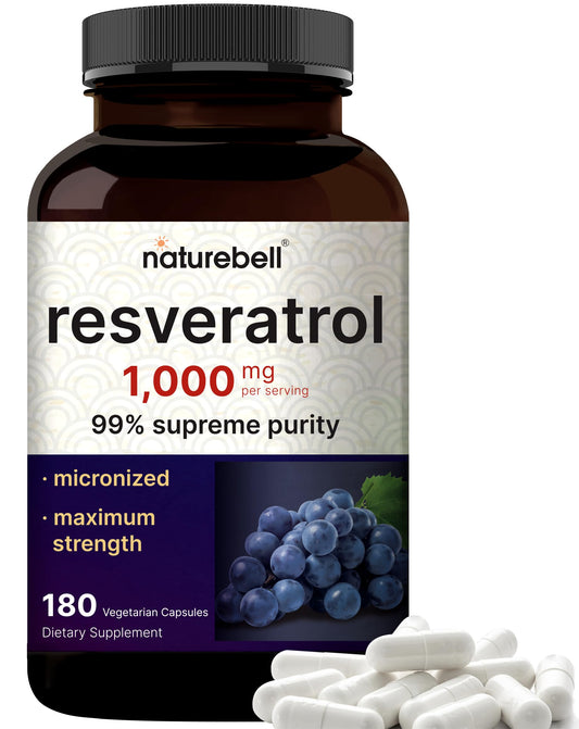 NatureBell Resveratrol cápsulas 1000 mg para apoyo antioxidante diario