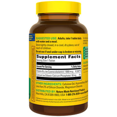 Nature Made etiqueta destacando 1000 mcg y liberación prolongada para absorción