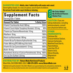 Nature Made etiqueta nutricional legible con dosis y componentes principales