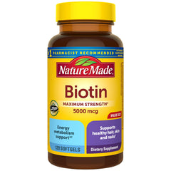 Nature Made frente del envase mostrando 120 softgels y confianza