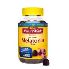 Nature Made envase frontal con gomitas 60 unidades y beneficio sueño sostenido