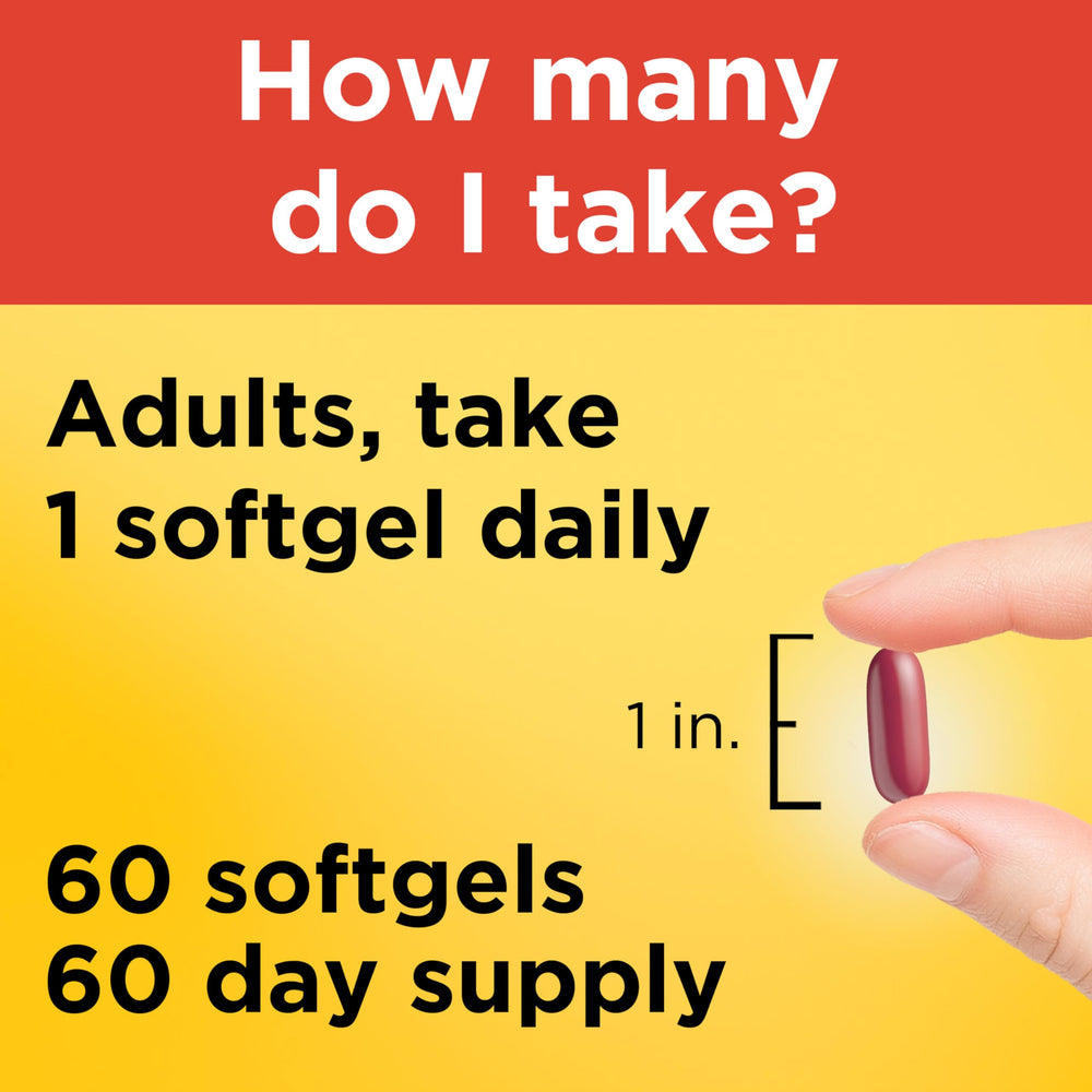 Nature Made softgels sobre fondo natural destacando fórmula sin aditivos