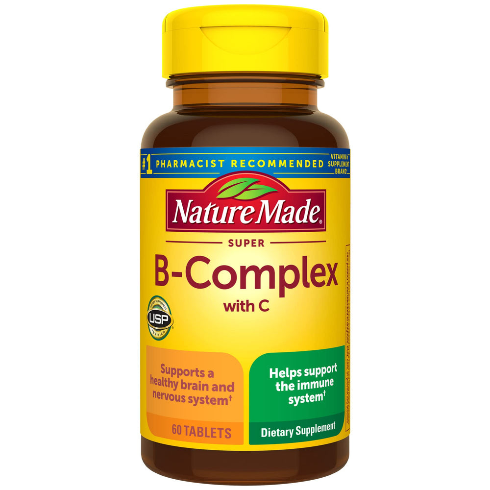 Nature Made Super B Complex tabletas con Vitamina C para energía diaria.